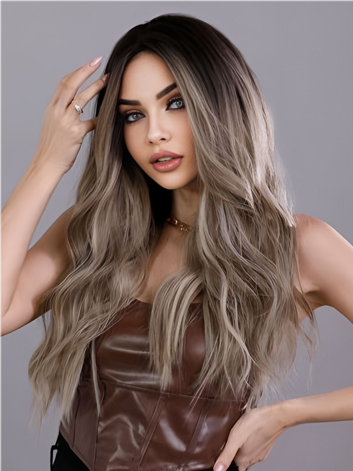 Long hair-Wavy hair-Brown