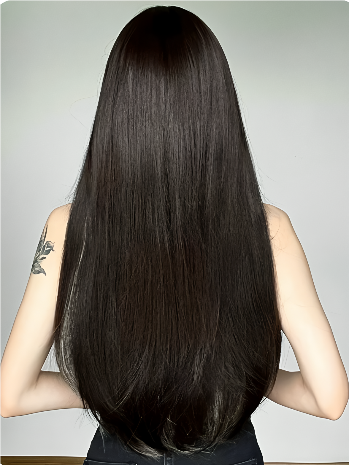 Long hair--Straight hair-Black