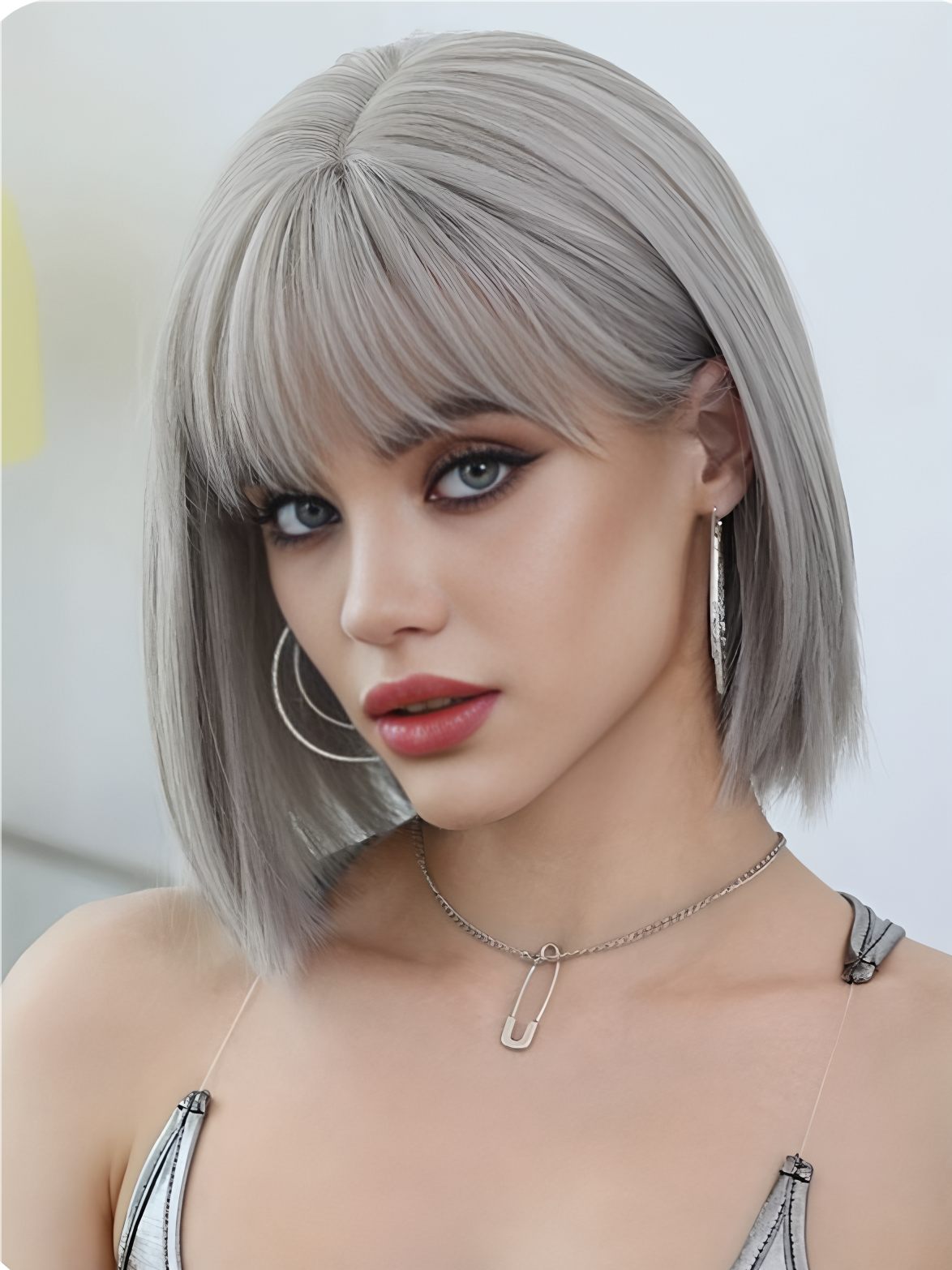 Short hair-Straight hair-Gray
