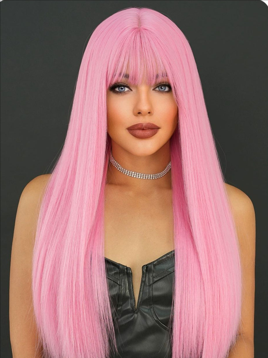 Long hair-Straight hair-Pink