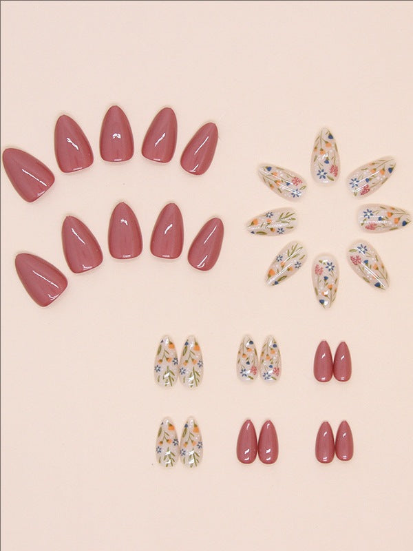 Press-on nail tips-Short almond-shaped nails