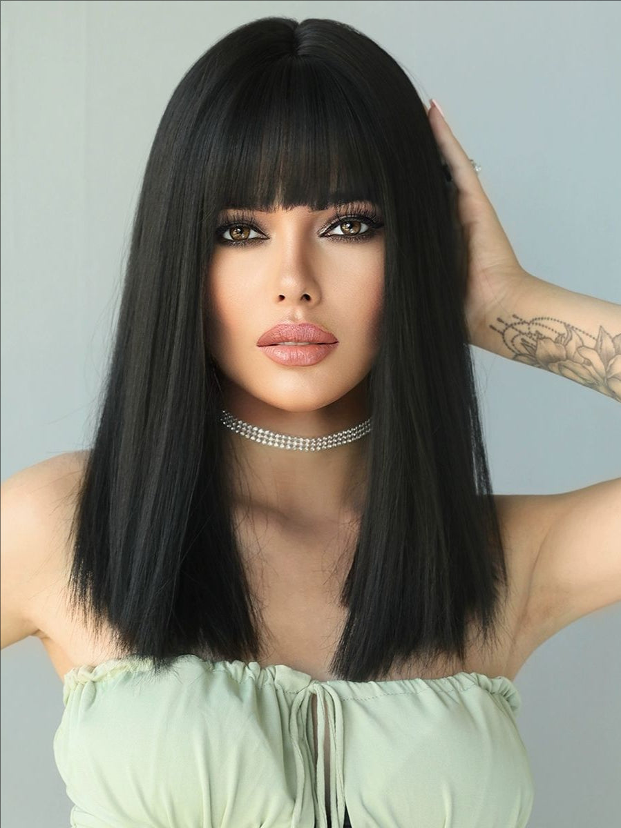 Long hair-Straight hair-Black