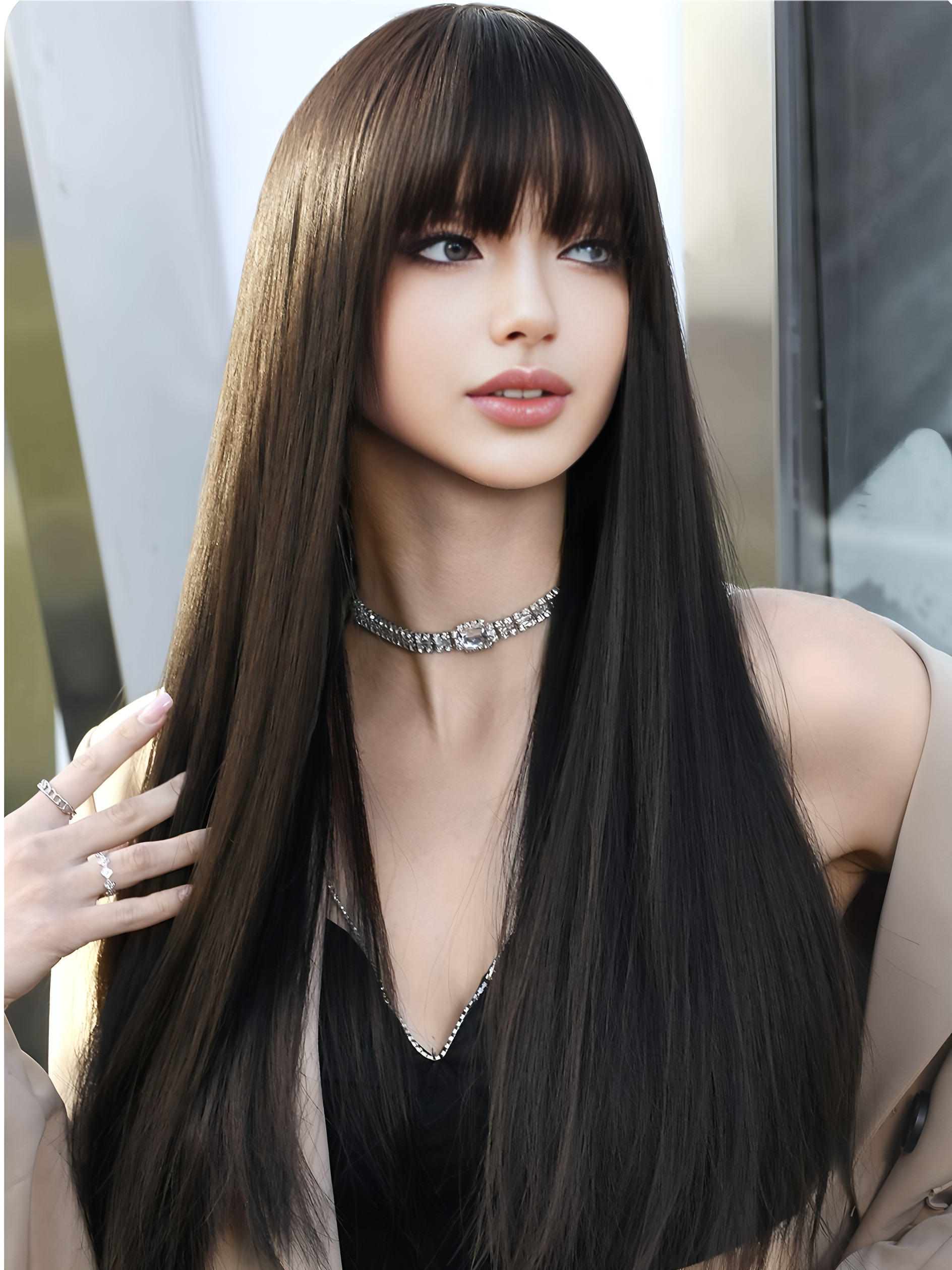 Long hair-Straight hair-Black