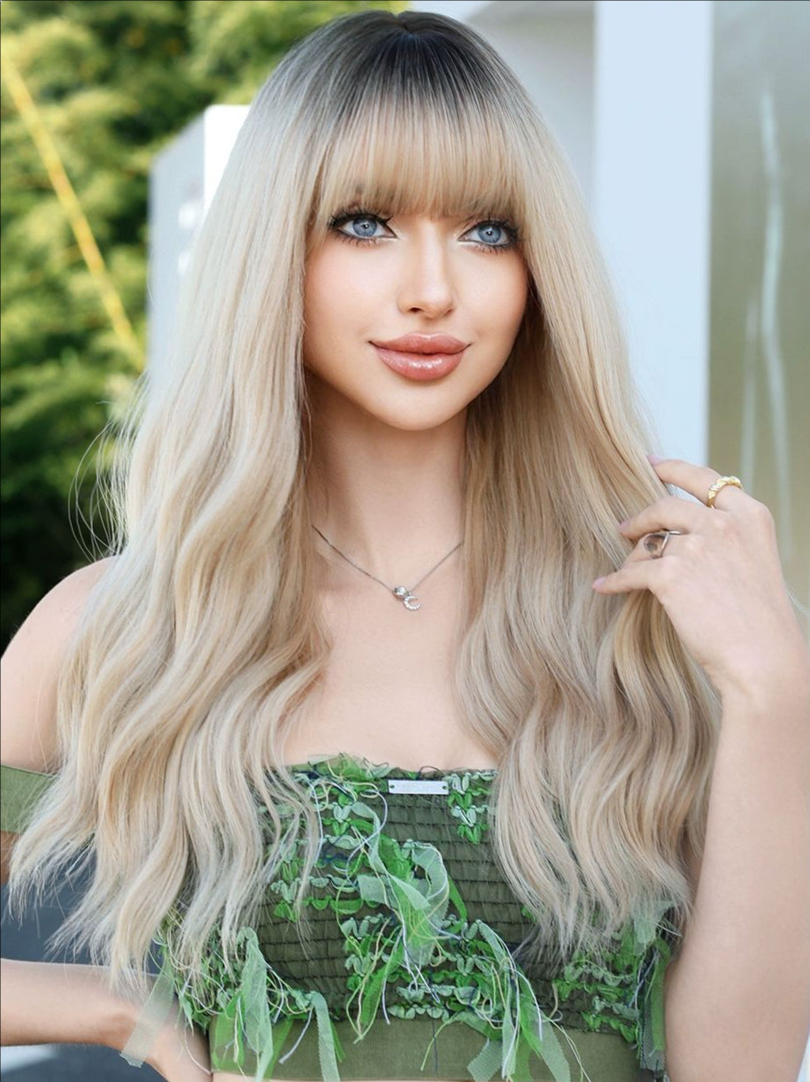 Long hair-Wavy hair-Golden