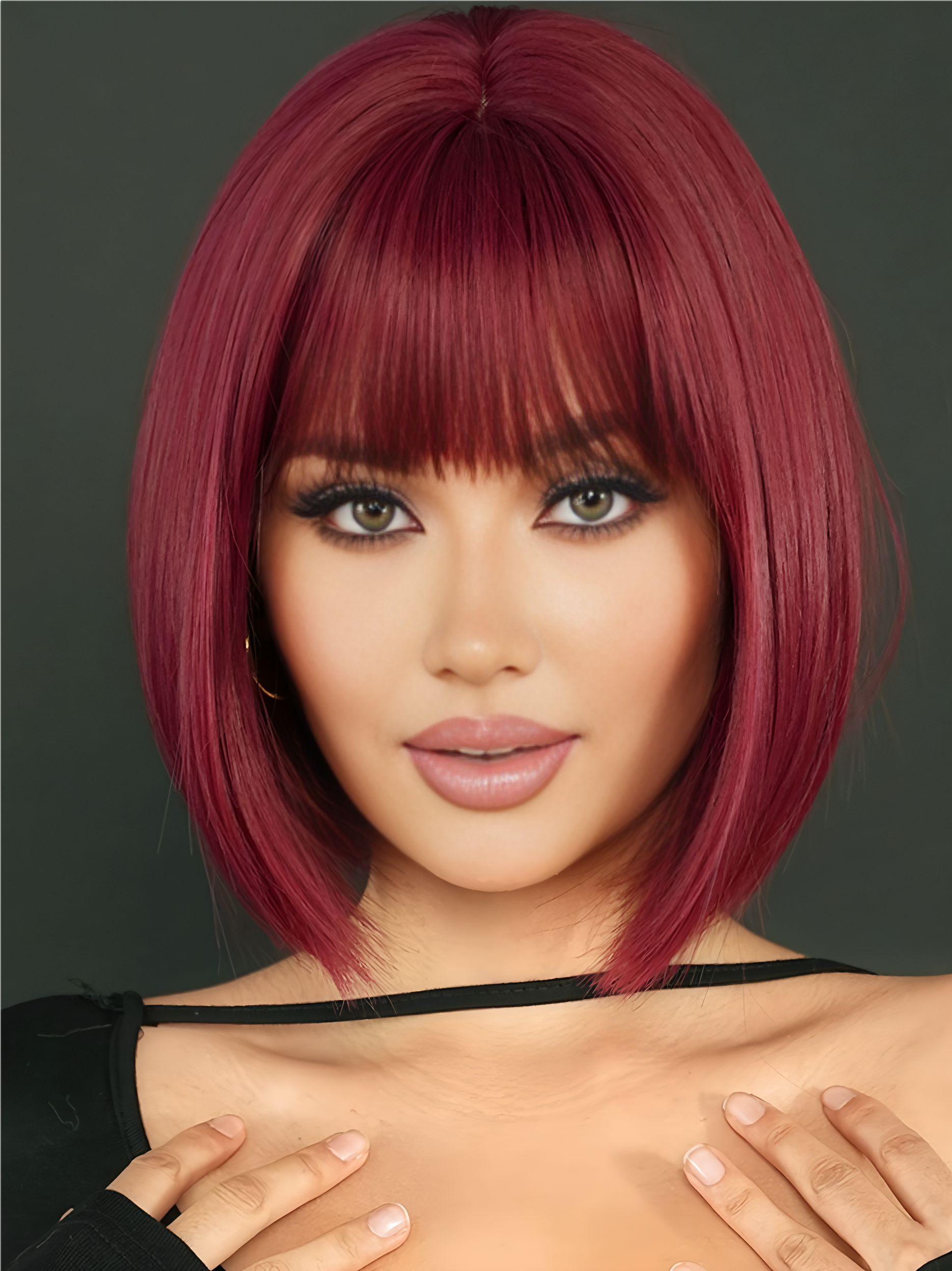 Short hair-Straight hair-Red